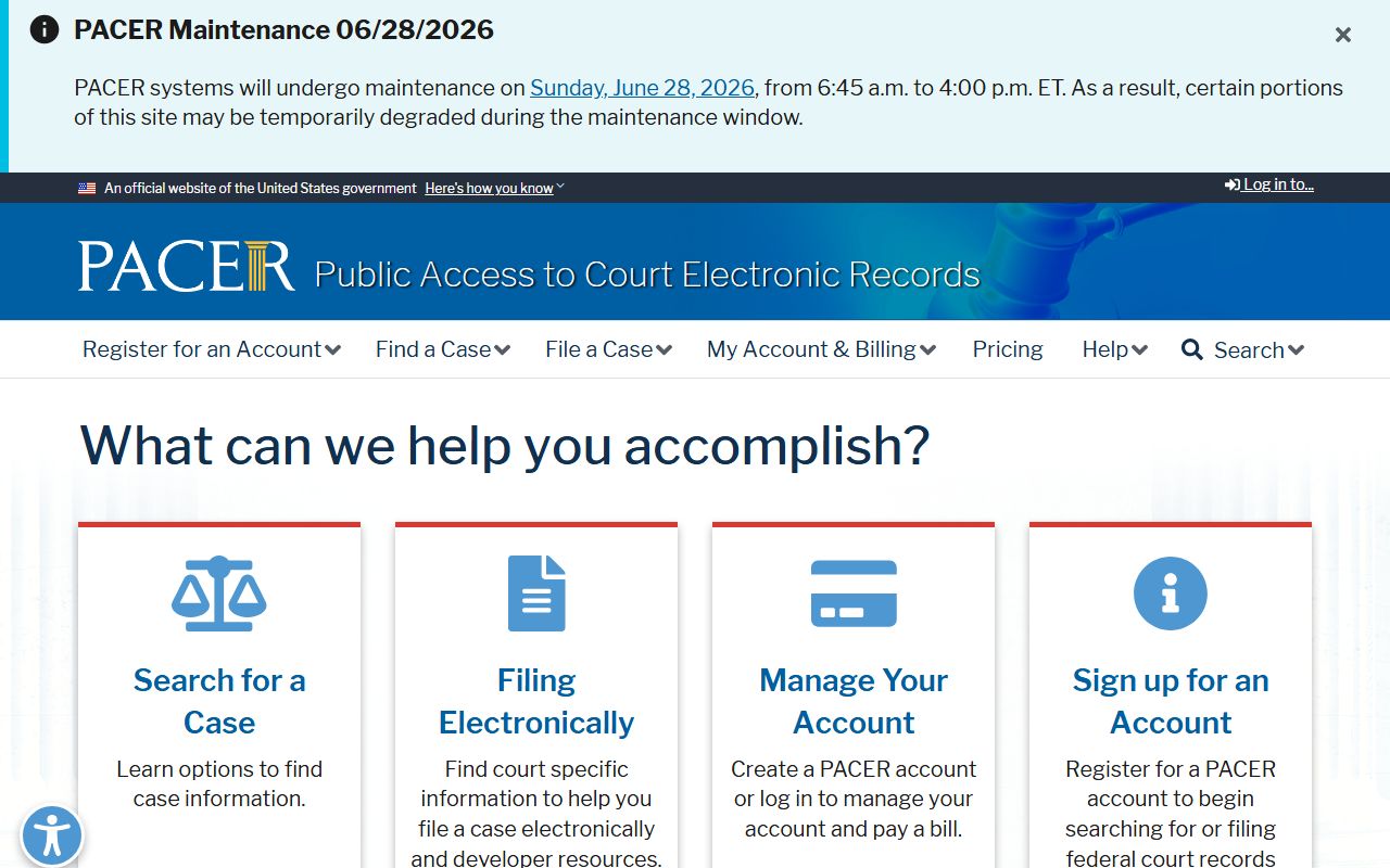 Lenawee County federal court records search through the PACER portal