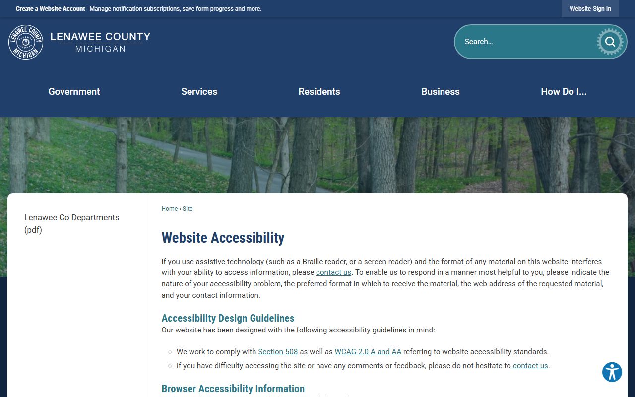 Lenawee County court records access and county accessibility policy
