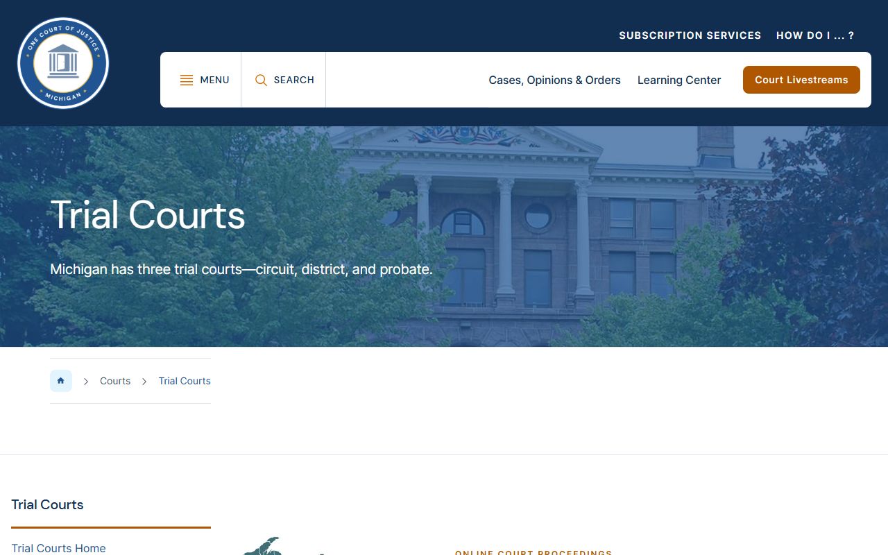 Lenawee County court records within Michigan trial court structure