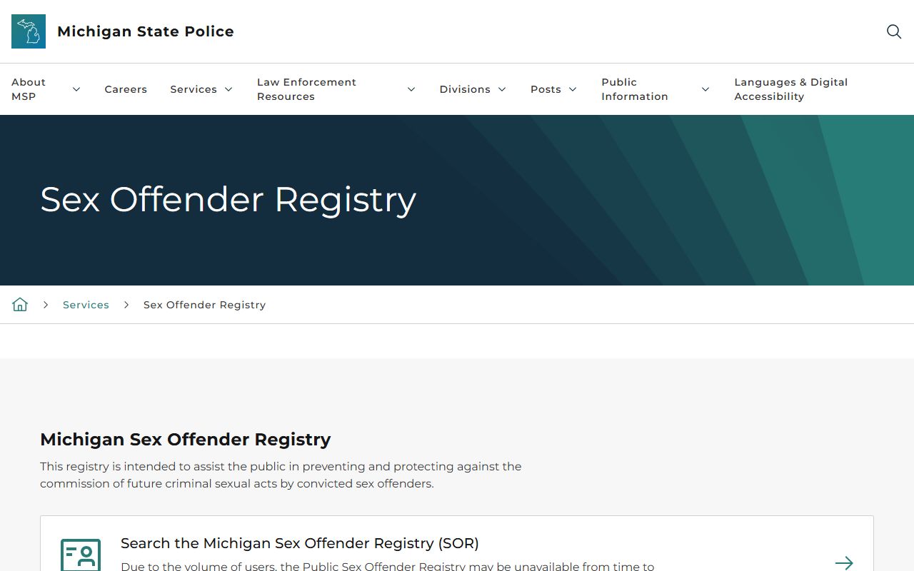 Lenawee County warrant records MSP sex offender registry information