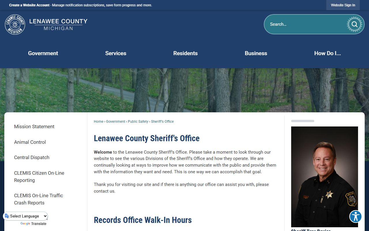 Lenawee County warrant records Sheriff's Office page